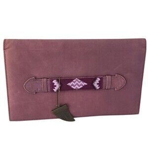 house of harlow 1960 purple pink boho aztec handle faux suede clutch purse bag